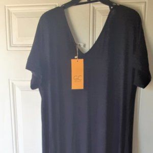 GRECERELLE Women's Casual Loose Pocket Short Sleeve Split Maxi Dress, Black, XL